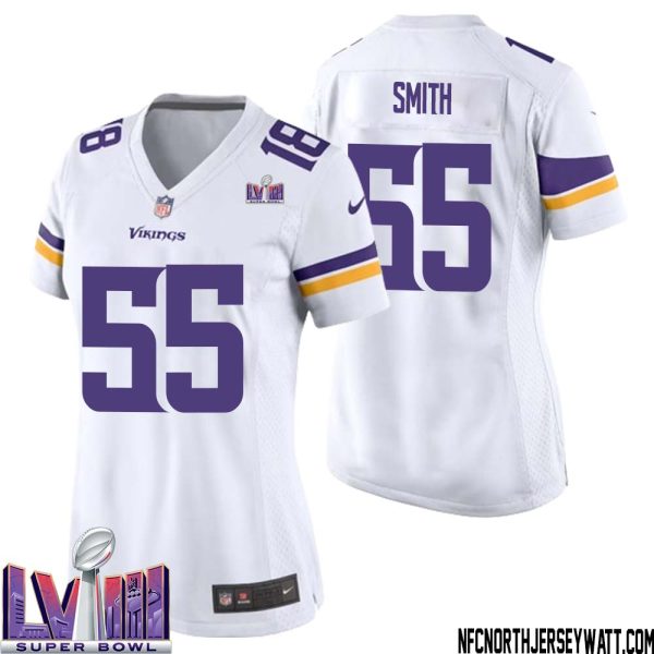 Za’Darius Smith No 55 Minnesota Vikings Super Bowl Lviii Away Game Jersey White For Women – Replica