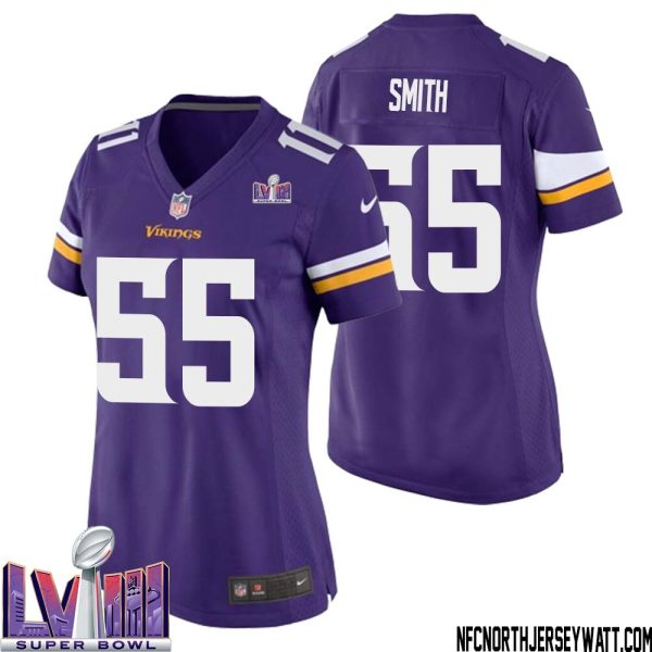 Za’Darius Smith No 55 Minnesota Vikings Super Bowl Lviii Home Game Jersey Court Purple For Women – Replica