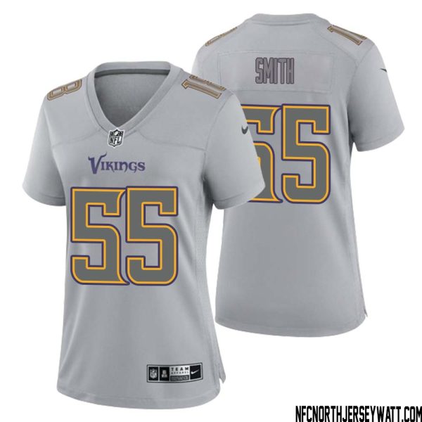 Za?Darius Smith No 55 Women Gray Minnesota Vikings Atmosphere Fashion Game Jersey – Replica