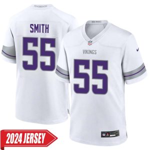 Za’Darius Smith No 55 Men’s Minnesota Vikings White Alternate Custom Game 2024 Jersey