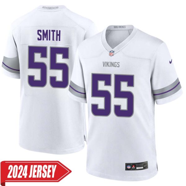 Za’Darius Smith No 55 Men’S Minnesota Vikings White Alternate Custom Game 2024 Jersey
