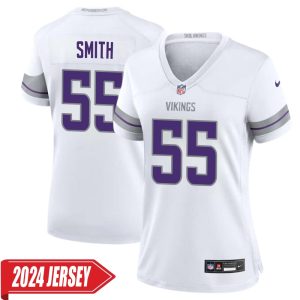 Za’Darius Smith No 55 Woman’s Minnesota Vikings White Alternate Custom Game 2024 Jersey
