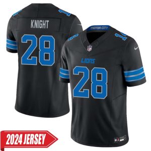 Zonovan Knight No 28 Men’s Detroit Lions 2nd Alternate Vapor F.U.S.E. Limited 2024 Jersey – Black