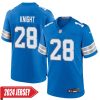 Zonovan Knight No 28 Men’S Detroit Lions Away Game 2024 Jersey – White
