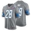 Zonovan Knight No 28 Mens Custom White Detroit Lions Super Bowl Lviii Away Game Jersey