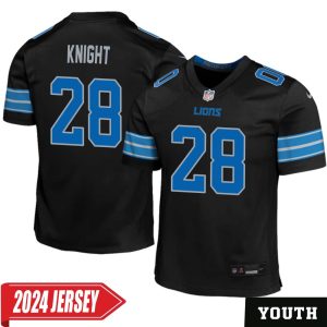 Zonovan Knight No 28 Youth’s Detroit Lions 2nd Alternate Vapor F.U.S.E. Limited 2024 Jersey – Black